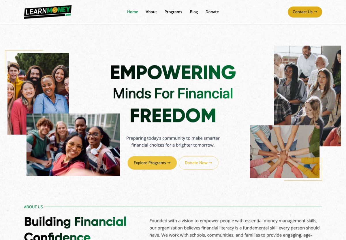 LearnMoney.org website: empowering minds for financial freedom